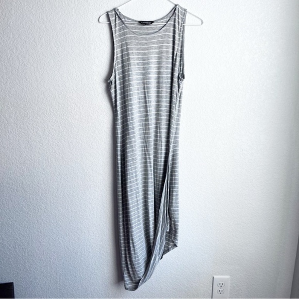 Express Gray Striped Sleeveless Sheath Dress Medium